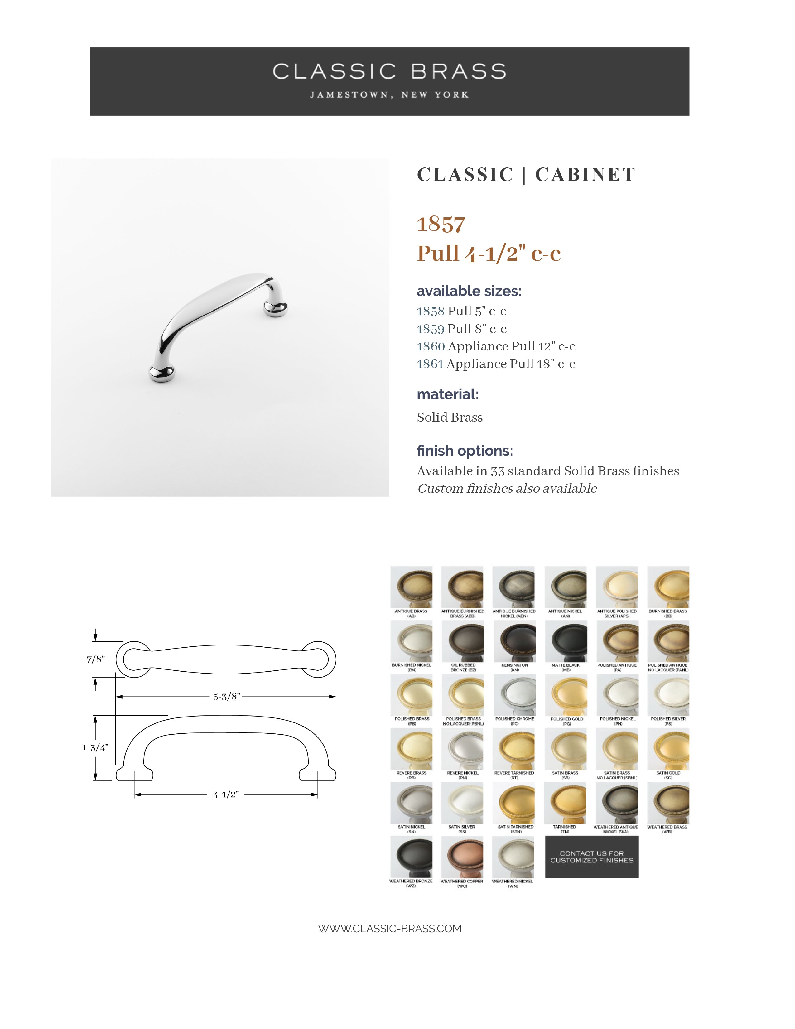 Classic Brass - Cabinet Hardware Brass Traditional Style Hutter Collection